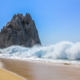 Waves crashing on the Divorce Beach in Cabo San Lucas, Mexico